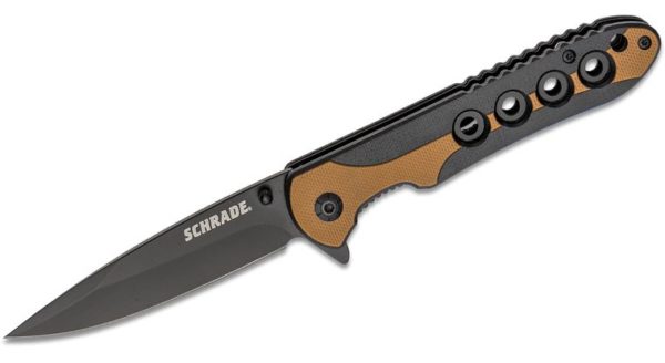 Schrade Ultra Glide Flipper Knife Tan/Black Handle (SCH-1121084)