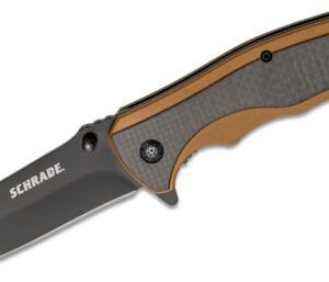 Schrade Knife Ultra Glide Flipper Tan/Black Handle Clip Point